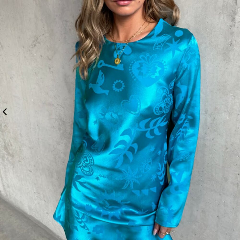 NeverFullyDressed Turquoise Long Sleeve Dress with Tags!